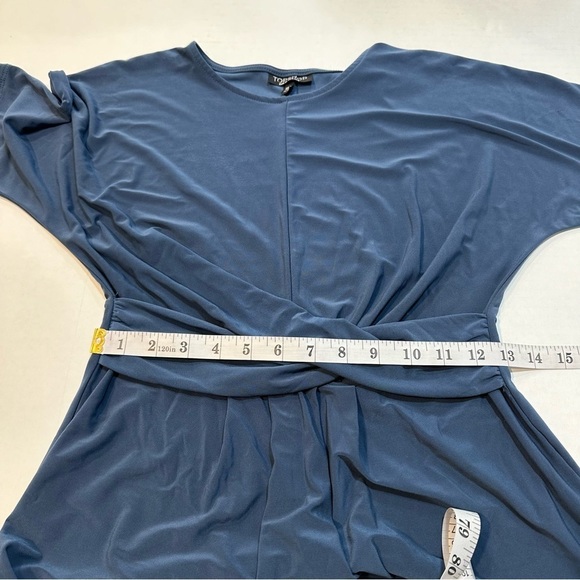 Topshop Midi Dress Knot Twist Front Teal Blue Short Sleeve Size 4 B33#49 - Picture 11 of 12